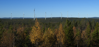 Dragaliden med tolv vindkraftverk i september 2010.